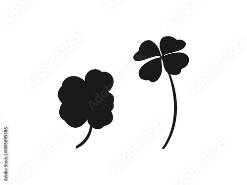Five-leaf clover silhouette. Leaf clover icon. Leaf clover silhouette. Design image. Silhouette vector illustration design on a white background.