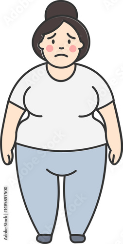 Overweight obese woman in natural pose