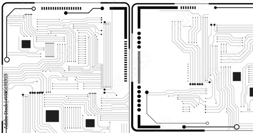 Abstract grey circuit pattern on white technology futuristic background. 