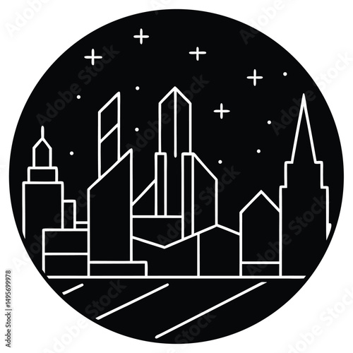 Night city vector illustration of a home architecture design