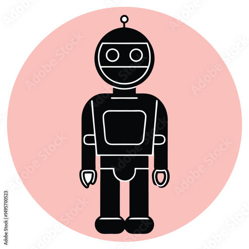 Funny 3D toy robot character vector illustration, a business technology design icon and symbol