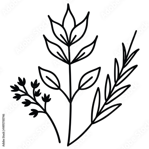 Seamless floral pattern with black and green vector tree silhouettes and elegant leaves