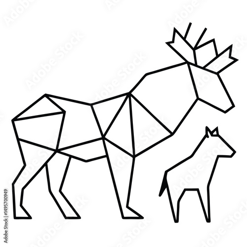 Vector origami horse and dragon art illustration design, a 3D paper concept symbol