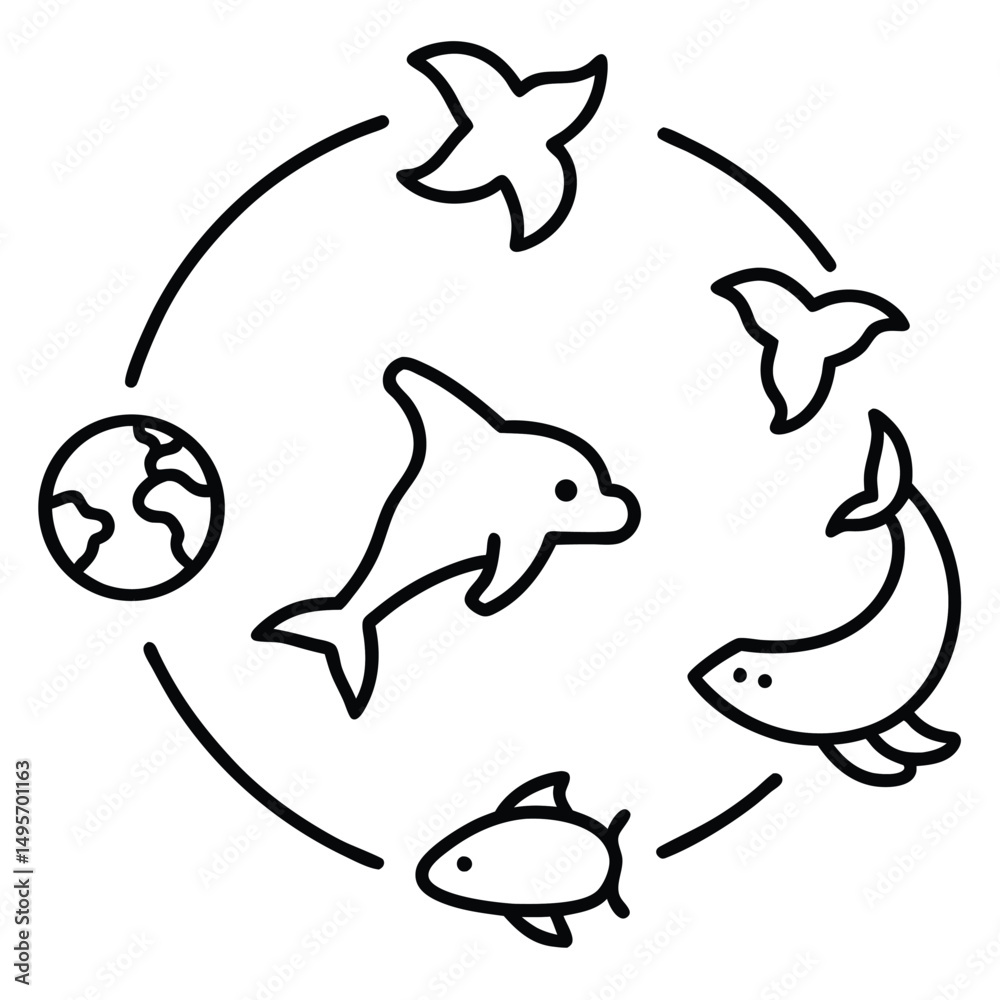 Obraz premium Cute cartoon shark and fish swimming in the ocean, a fun aquatic animal illustration