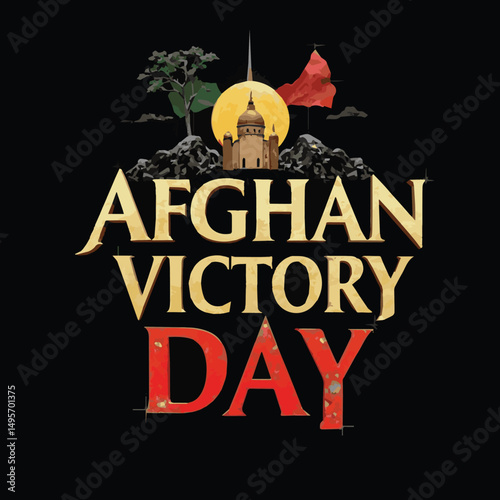 Afghan Victory Day Vector – Celebration, Patriotism, National Pride, Unity, Freedom, Historic Triumph, Flag, Parade, Courage, Heritage, Honor, Military Strength, Cultural Festivity & Commemoration  