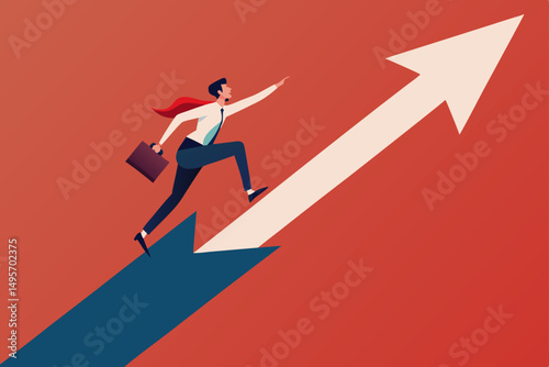 businessman running to success