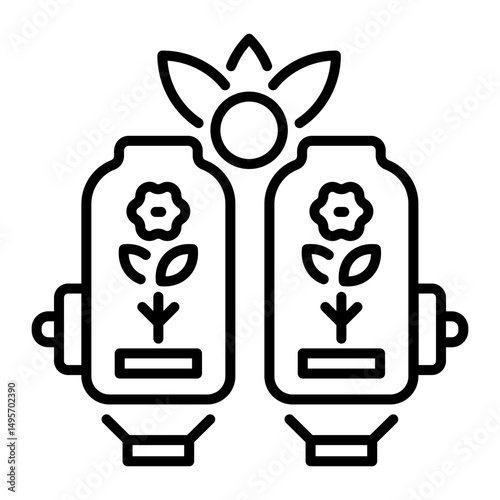 An outline style icon of cloning machine