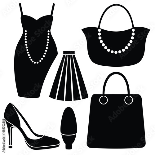 Fashion Designer element isolated accessory designs on white background