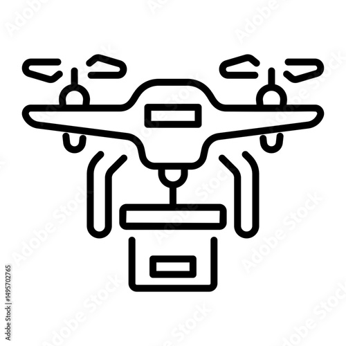 A linear icon showing drone delivery concept