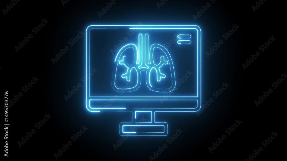 Glowing lungs scan on computer screen medical technology animated graphic Glowing lungs scan on computer screen medical technology animated graphic