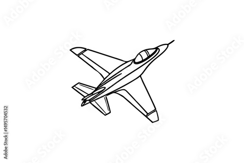 modern fighter plane one line art sleek design