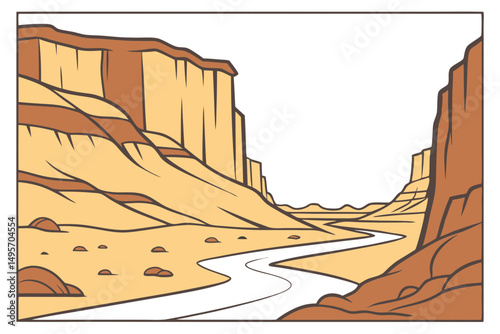 mountain landscape vector canyon desert scene