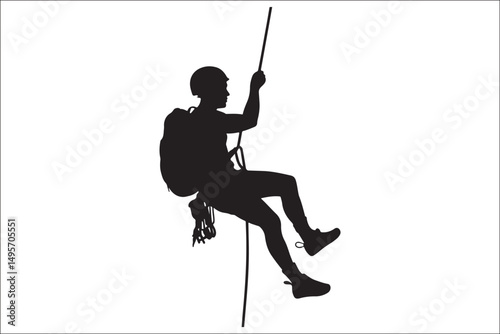 Mountain Climbing & Rappelling Silhouettes – Extreme Sports Vector Icons.