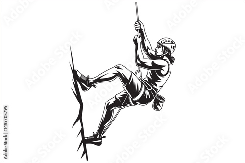 Mountain Climbing & Rappelling Silhouettes – Extreme Sports Vector Icons.