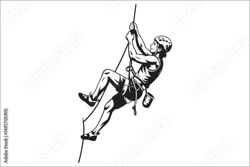 Mountain Climbing & Rappelling Silhouettes – Extreme Sports Vector Icons.