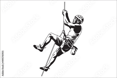 Mountain Climbing & Rappelling Silhouettes – Extreme Sports Vector Icons.