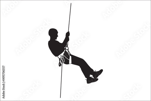 Mountain Climbing & Rappelling Silhouettes – Extreme Sports Vector Icons.