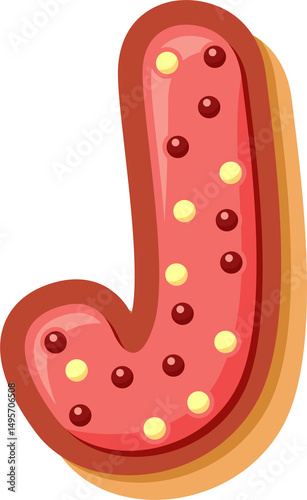 High-quality PNG of the letter J in a cute cartoon donut style. Perfect for kids’ projects, cards, party decor, and digital crafts.