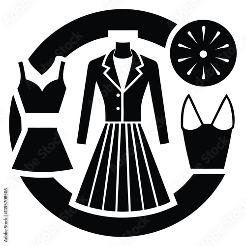 fashion designer element isolated fashion icons on white background