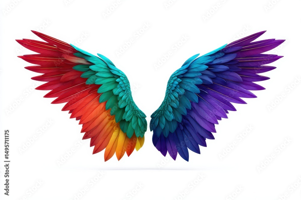 Obraz premium Colorful wings isolated illustration on white background