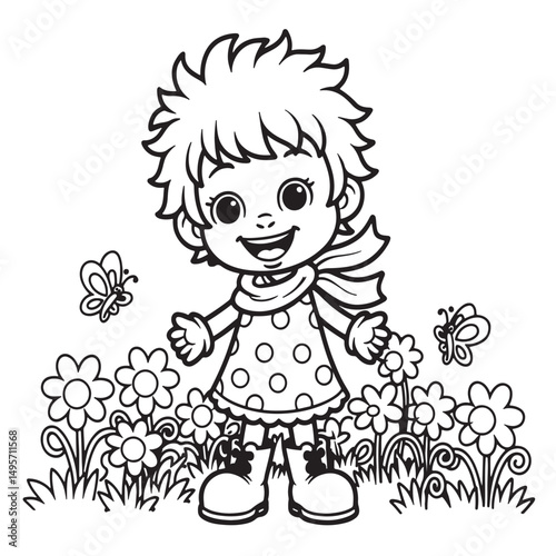 cartoon vector illustration of childhood beauty