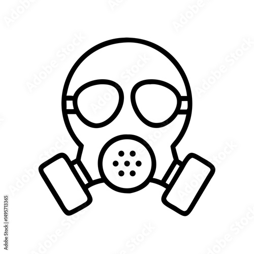 Gas mask icon illustration in minimalistic line art style