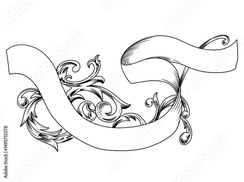 Retro European patterned border vector illustration, Gothic style, Baroque style, classical style