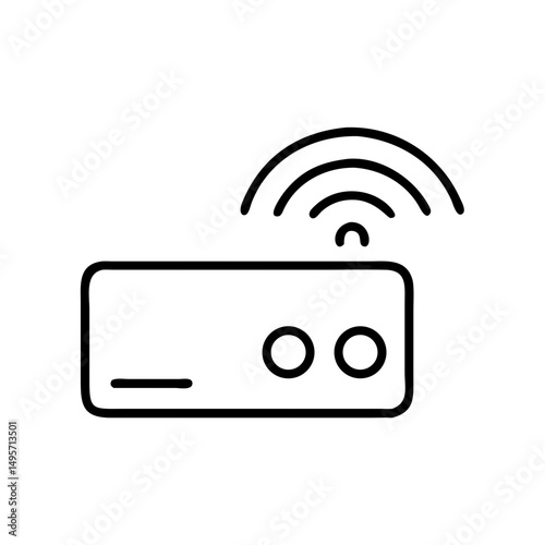 Streaming device with wireless signal icon in simple line design  