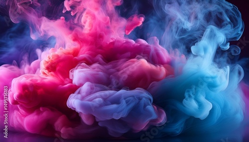 colorful smoke with pink and blue creating abstract artwork