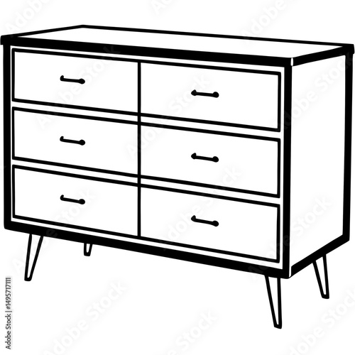 Mid-Century Modern Dresser – Minimal Vector on White