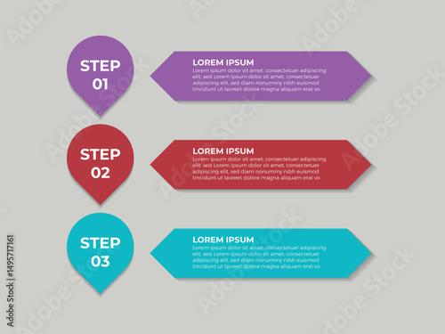 infographic outline style with 3 point template with creative box with circle edge on vertical stack layout for slide presentation vector