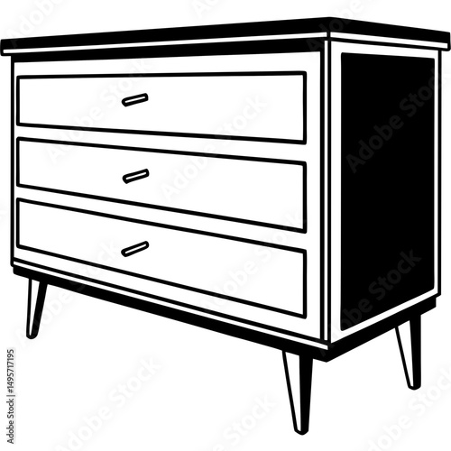 Mid-Century Modern Dresser – Minimal Vector on White