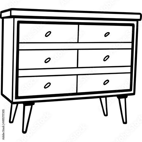 Mid-Century Modern Dresser – Minimal Vector on White