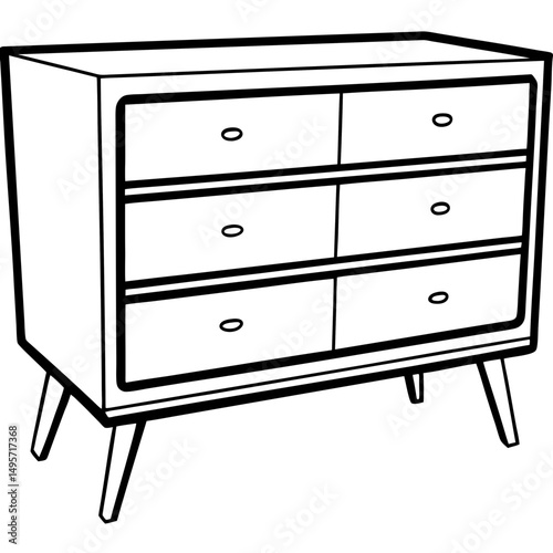 Mid-Century Modern Dresser – Minimal Vector on White