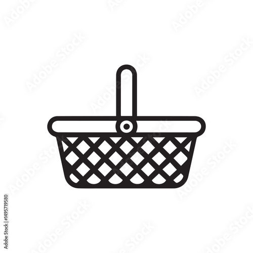 Picnic Basket Icon Vector Isolated on White Background
