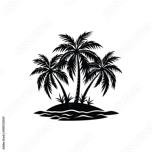 tropical island with palms