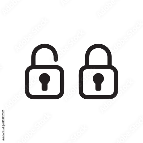 Locked and Unlocked Padlock Vector Icon for Security Privacy and Access Control
