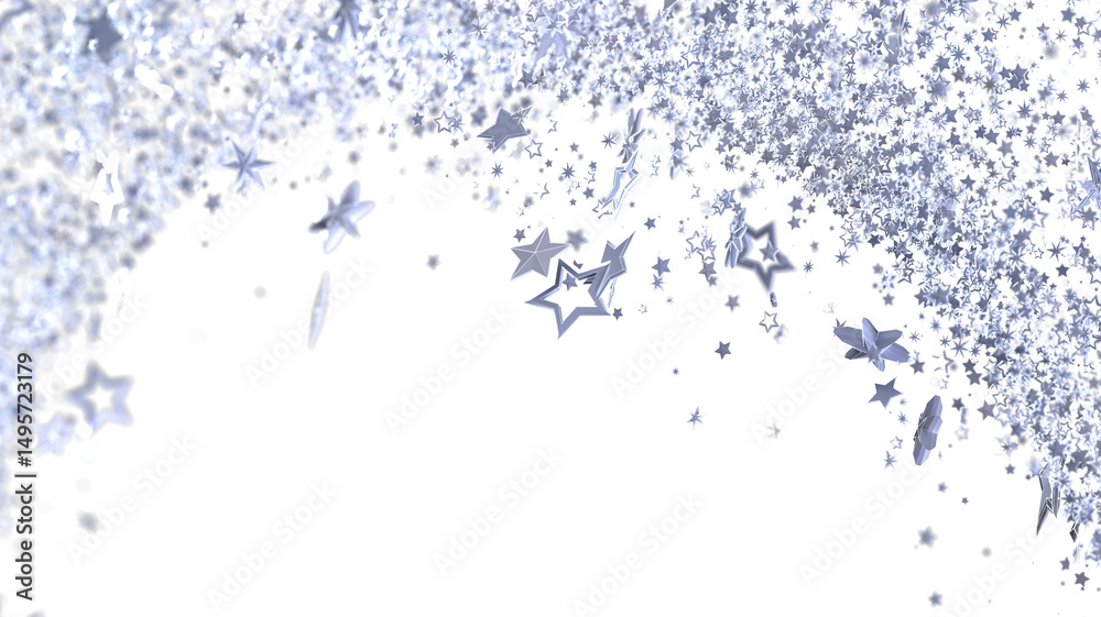 Obraz premium Beautiful silver stars falling on white. Perfect for holidays, celebrations, and more!
