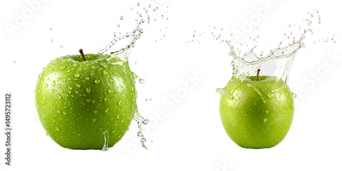 瑞々しい緑リンゴ水しぶき