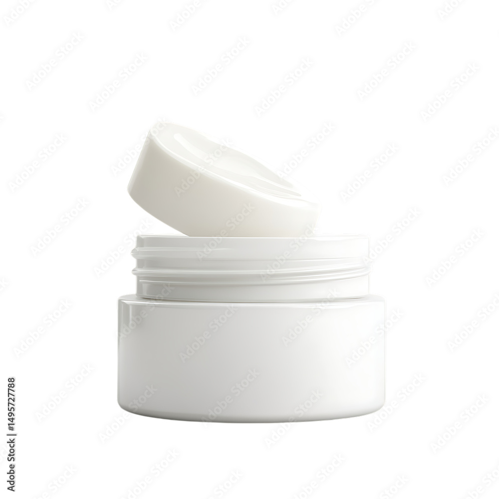 open white cosmetic jar with creamy lotion open white cosmetic jar with creamy lotion
