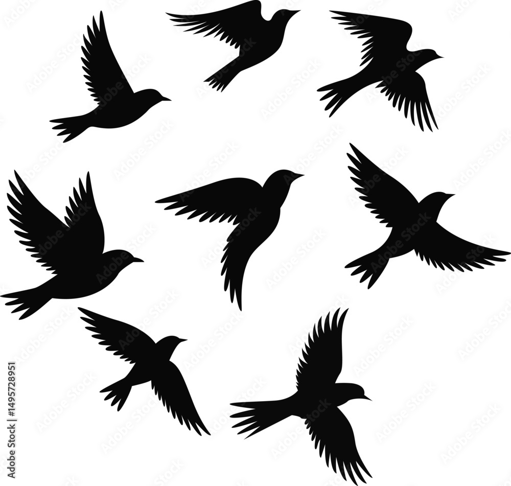 Obraz premium Bird Silhouette Flying High Over Mountain Peaks