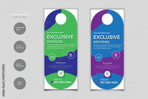 Exclusive Service Offer For Door Hanger Design Template