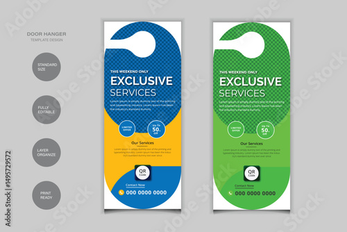 Exclusive Service Offer For Door Hanger Design Template