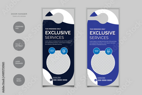 Exclusive Service Offer For Door Hanger Design Template