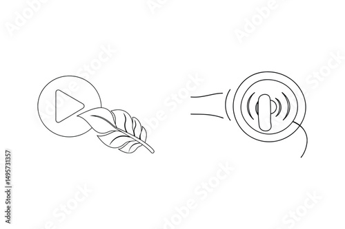 Minimalist vector illustration of audio playback with play button and audio technology