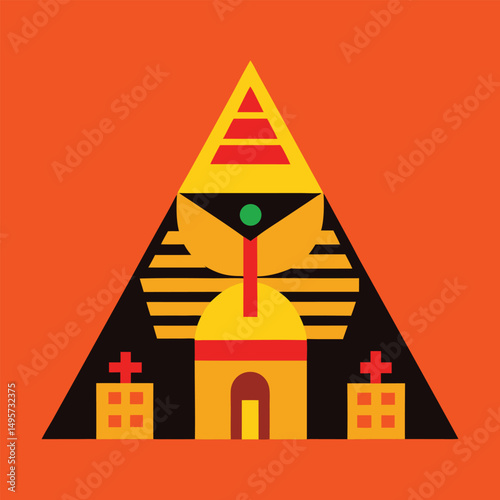 Egyptian culture illustrated in ancient pyramid shape vector art