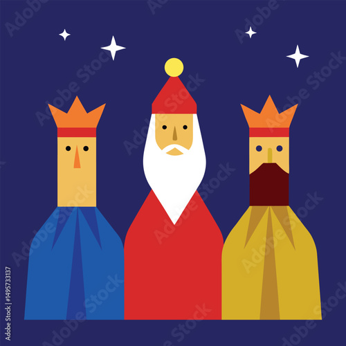 Tres Reyes Magos vector silhouette 
