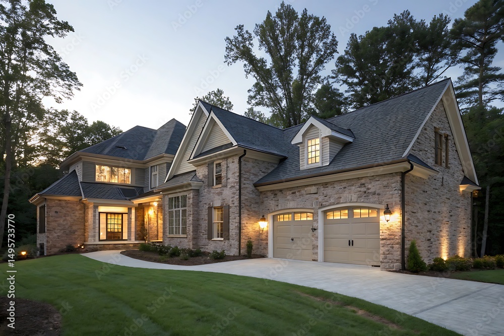Fototapeta premium Real Estate Shot of Modern Farmhouse Exterior