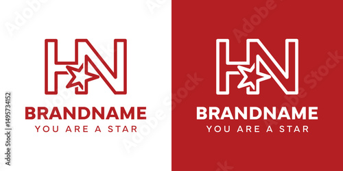 Letters HN Star Monogram Logo, representing success, freedom and premium