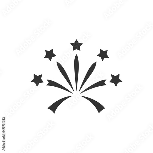 Minimalist Firework Burst Icon Black and White Celebration Vector Festive Party and Holiday Design.